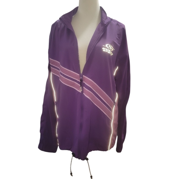 GUESS SPORT purple track jacket love potion reflective windbreaker small nwt - Picture 2 of 7